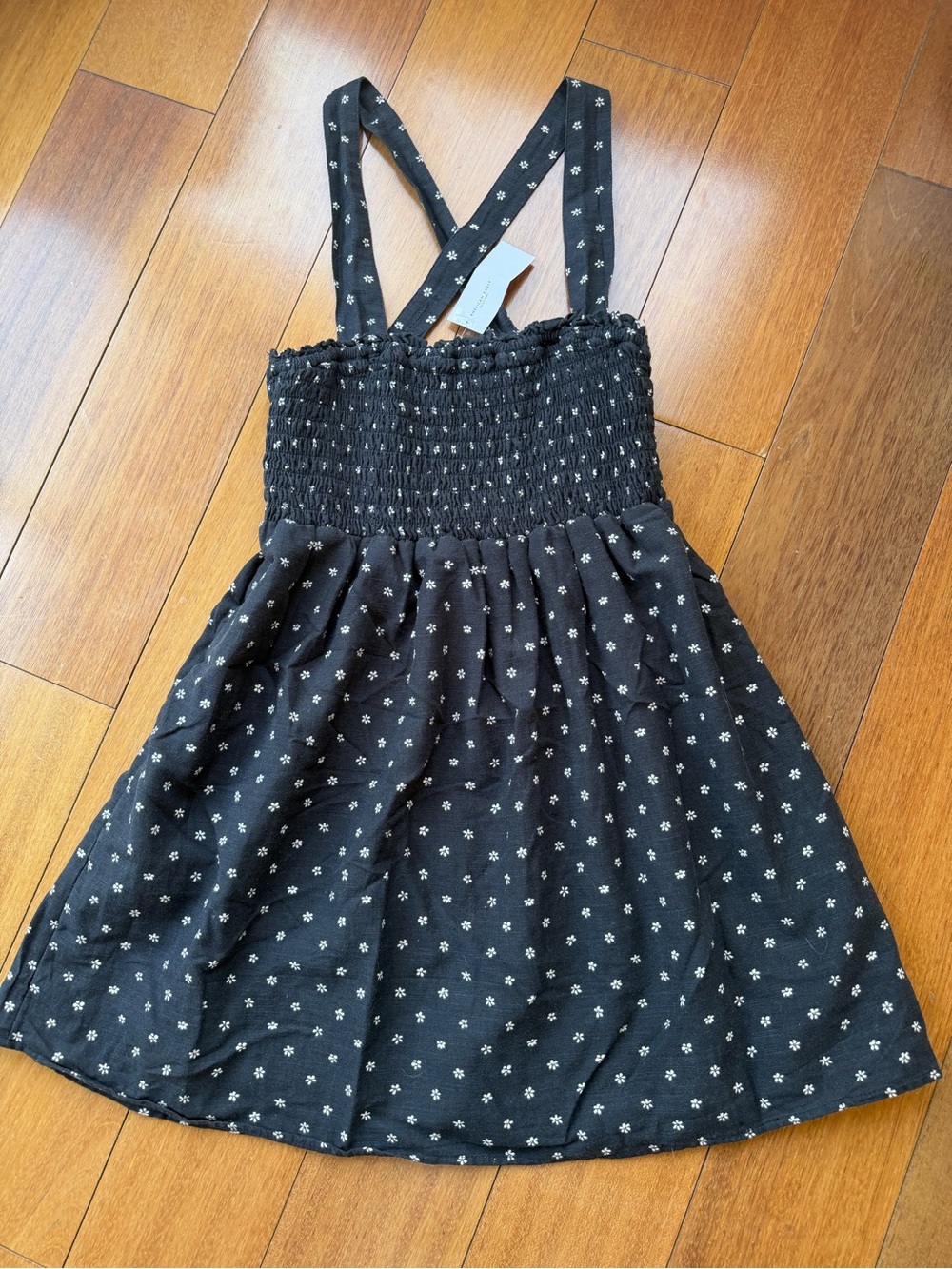 American Eagle Outfitters Black Mini Dress with White Floral Print